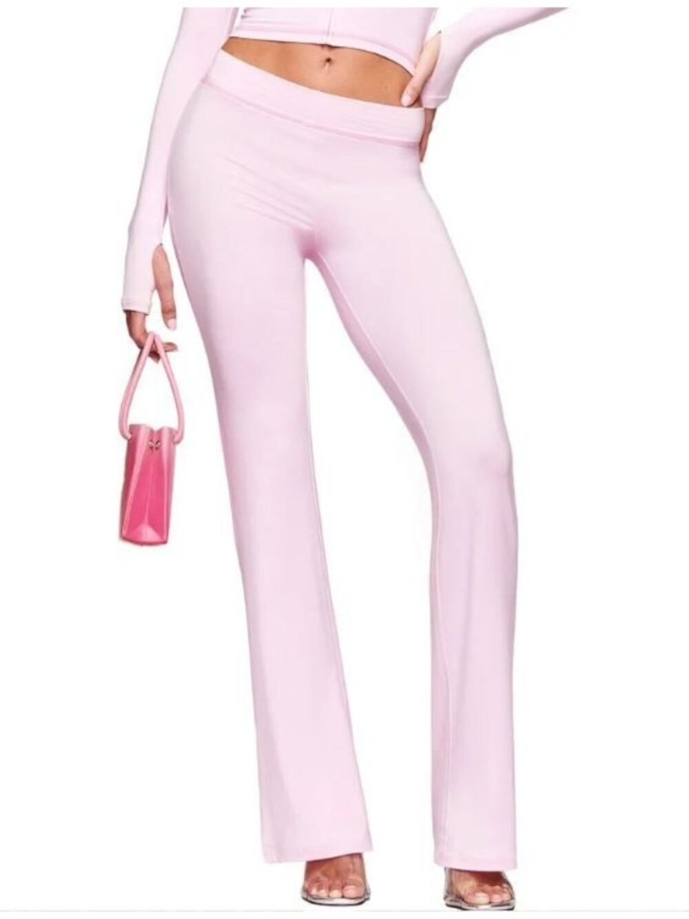 I AM GIA Pastel Pink Blare Trackpants Women Size XS NWT Flare Logo Back